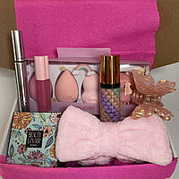 Подарунковий бокс із косметикою й аксесуарами для макіяжу, Набір косметики для макіяжу Рожевий