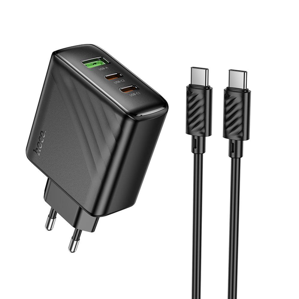 Мережевий Зарядний Пристрій Hoco CS26A 2USB-C/1USB PD/QC 45W+Type-C to Type-C 1m Чорний