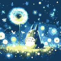 Картина по номерах зі світлодіодною підсвіткою "Аніме. Мій сусід Тоторо. Лісові вогники"  25x25 см