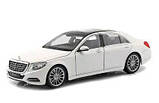 Модель авто 1/24 автомобіль Mercedes Benz S-Class, чорний. Металеві, гумові колеса, фото 8