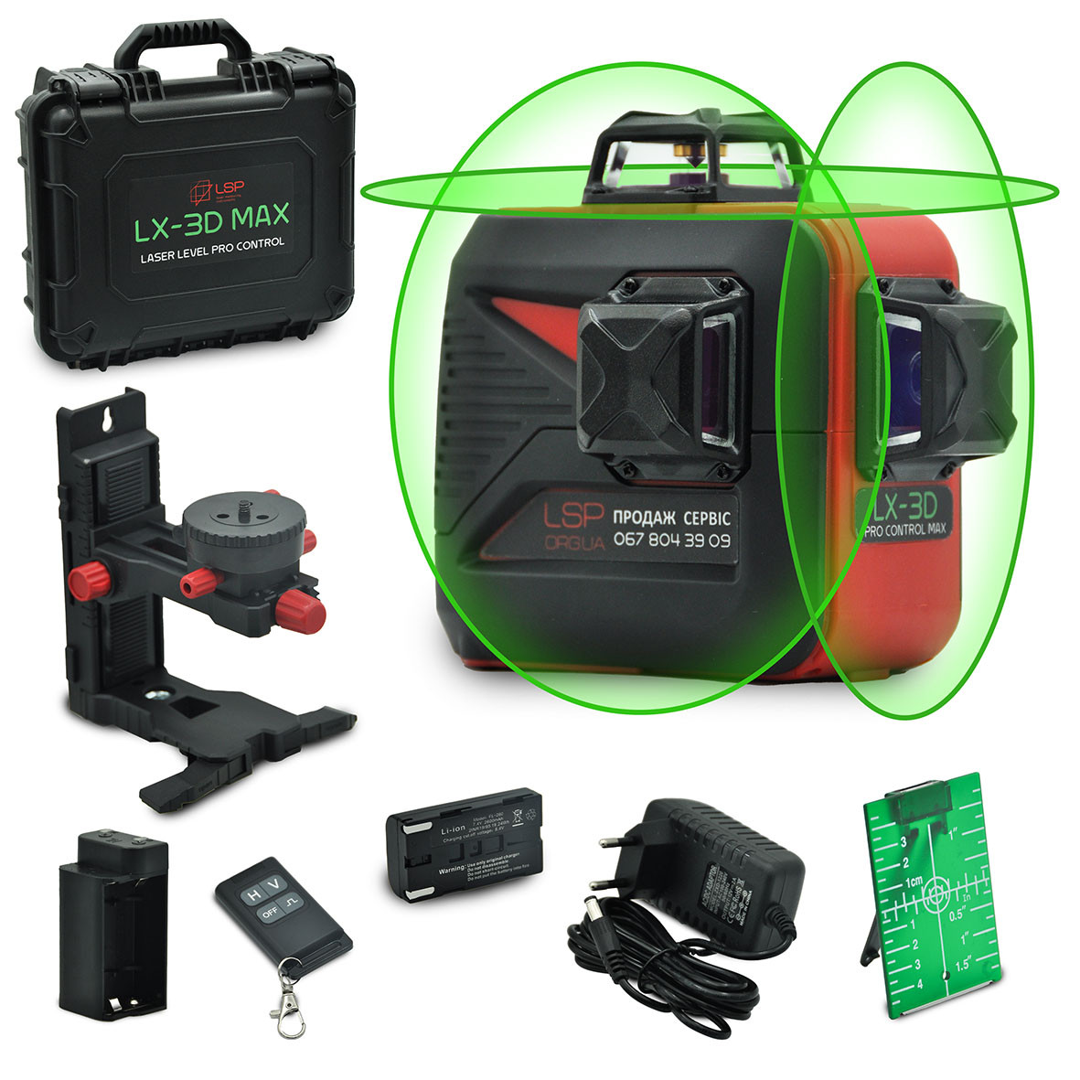 Лазерний рівень нівелір LSP LX-3D PRO CONTROL MAX OSRAM + магнітне кріплення мікроліфт