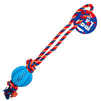 Іграшка для собак May Lon Pet Канат із м'ячиком d6,5см L42см в асорт., Канат з м'ячиком, Канатна іграшка