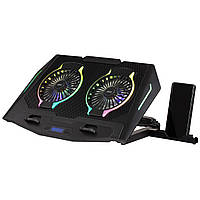 Підставка для ноутбука 2E GAMING CPG-006, до 17.3", 2xUSB-A, LCD/phone holder, RGB, чорний Baumar - Порадуй Себе