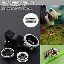 Універсальні лінзи для телефону (об'єктиви) 3 в 1 - FishEye, Super Wide, Macro Lens, фото 6