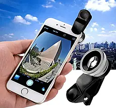Універсальні лінзи для телефону (об'єктиви) 3 в 1 - FishEye, Super Wide, Macro Lens, фото 5