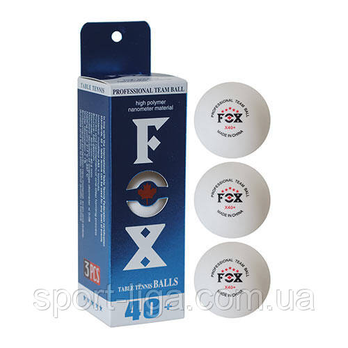 М'ячики для настільного тенісу Fox білі 3 шт (5 зірок 40 мм)