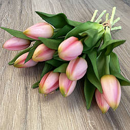 Штучний тюльпан бутон гелеві, латекс пучок 30 см 5 гілок рожевий