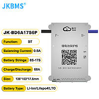 BMS плата JK-BD6A17S6P 7-17S 60A 0,6A 24В/36В/48В/64В/72B Li-ion/Lfepo4/LTO Активне балансування