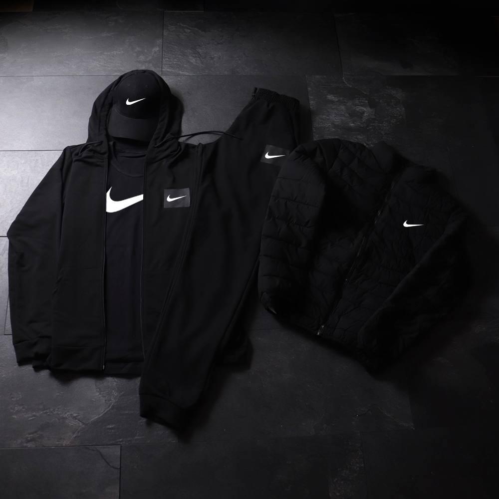 Спортивний костюм чоловічий Nike куртка футболка кепка весняний осінній літній комплект найк чорний