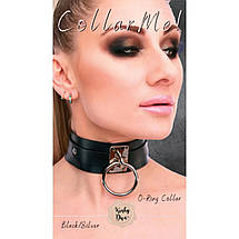 Нашийник широкий чорний Kinky Diva Collar Me із сріблястим кільцем, фото 4