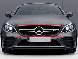 Передня решітка AMG Silver 2018-2025, з камерою для Mercedes C-сlass W205 рр