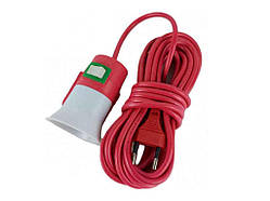 Патрон з вимикачем Е27 з проводом 5м червоний ТМ КИТАЙ