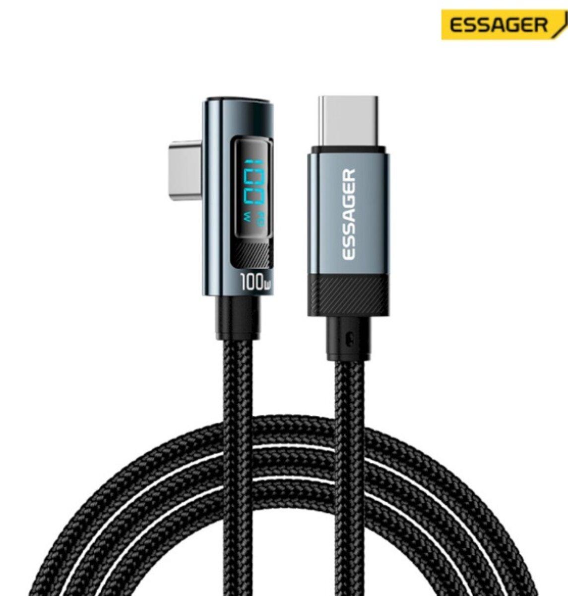 Кабель ESSAGER HCA0G-P Type-C to Type-C 100W 2m grey