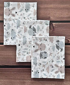 Пелюшки дитячі легкі ситцеві 3 шт. розмір 100*110 см бавовна в пологовий будинок BST Бежевий з сірим