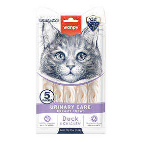Wanpy Functional Creamy Lickable Treat Urinary Care ВАНПІ УРІНАРІ функціональні рідкі ласощі для котів із сечокам’яною хворобою