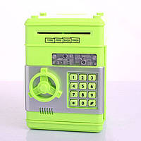 Дитяча іграшкова сейф-скарбничка банкомат з кодовим замком та купюроприймачем салатова