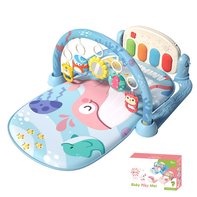 Ігровий розвиваючий музичний килимок для немовлят з дугою та піаніно (підсвічування, мелодії, 5 підвісок, люстерко) Ocean World