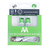 Акумуляторні багаторазові пальчикові батарейки Smartoools AA 2 шт 1,5V 2600 mWh з входом USB Type-C