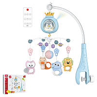 Музичний проектор-нічник мобіль на ліжечко для новонароджених з каруселлю та підвісними елементами з пультом керування Пінгвін