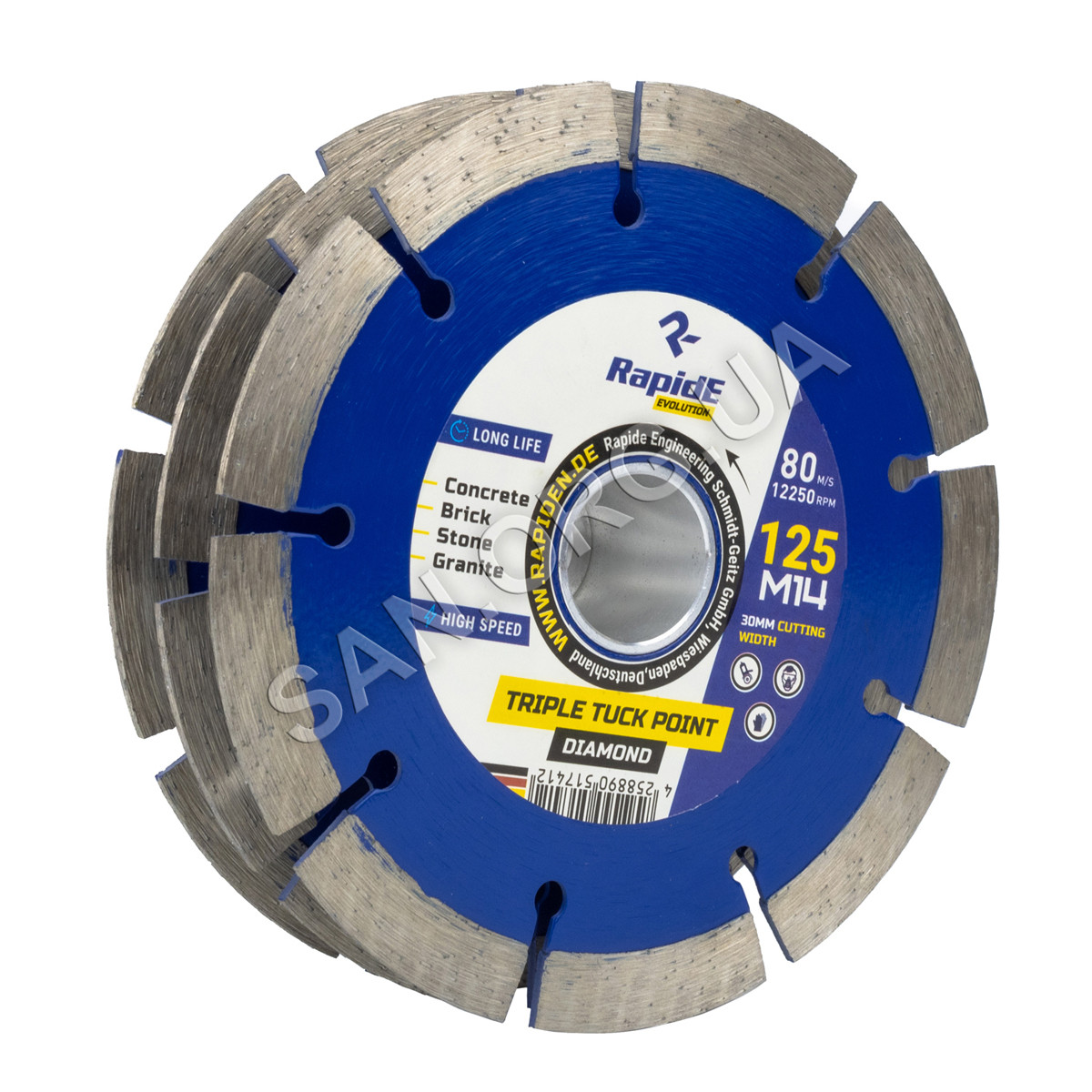 Алмазний диск для штроб RapidE 125 мм TRIPLE TUCK POINT ширина 30мм, фото 1