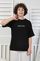 Белая бежевая однотонная футболка с надписью мальчику подростку детские черные футболки хлопок с принтом 10-16