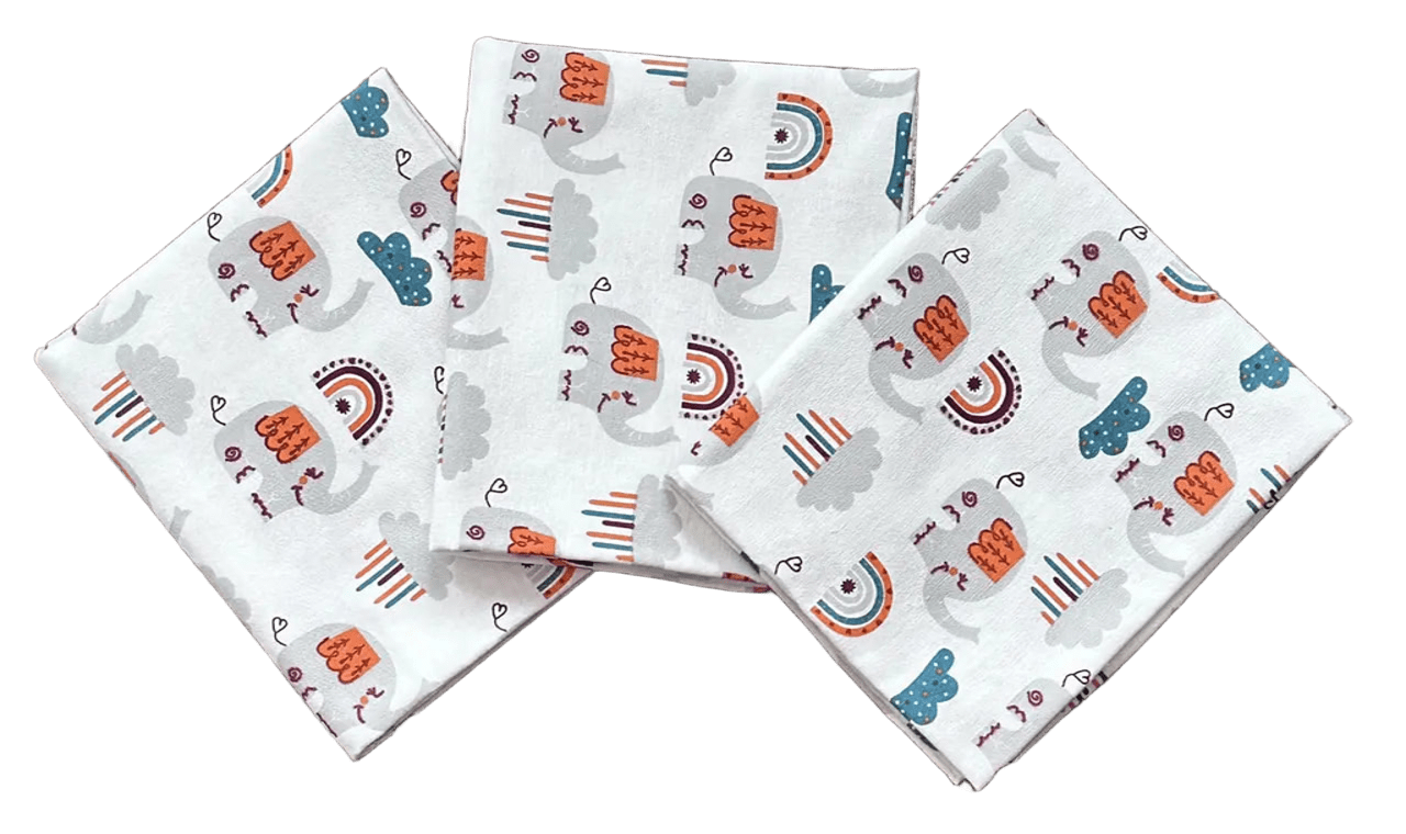 Набір з 3-ох теплих дитячих фланелевих (байових) пелюшок для новонароджених 90 х 110 см BST Білий з помаранчевим, фото 1