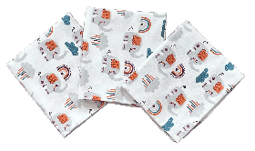 Набір з 3-ох теплих дитячих фланелевих (байових) пелюшок для новонароджених 90 х 110 см BST Білий з помаранчевим