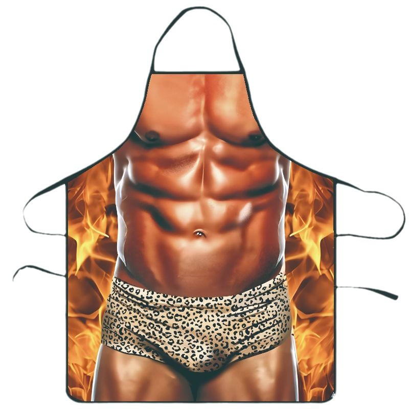 Фартух з приколом чоловік в леопардовій білизні 80 на 60 см різнобарвний, фото 1