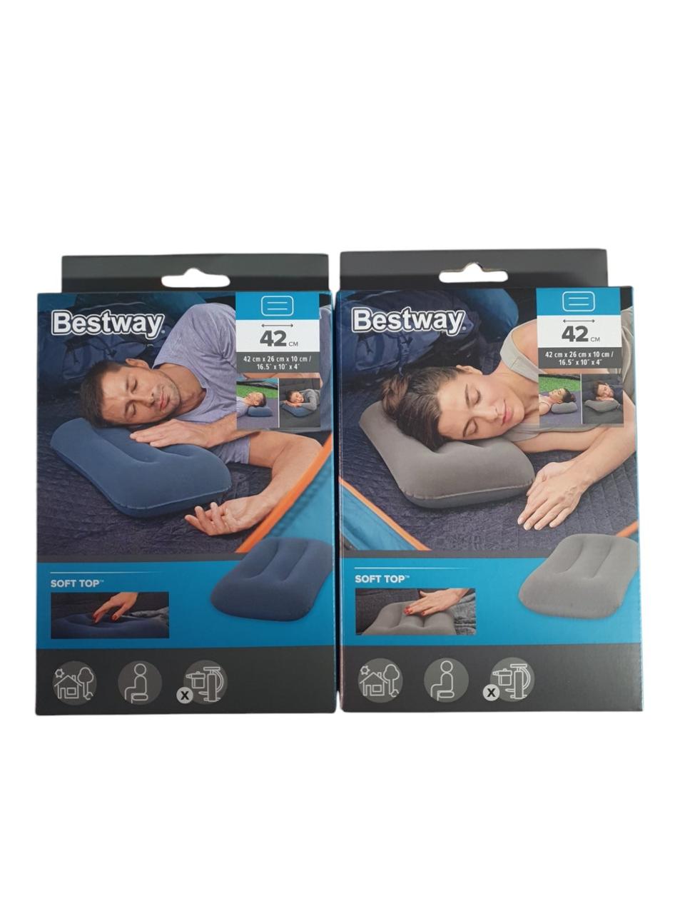 Надувна флокована подушка Bestway 67121, 42 × 26 × 10 см