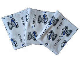 Набір з 3-ох теплих дитячих фланелевих (байових) пелюшок для новонароджених 90 х 110 см BST Синій 1 + Білий