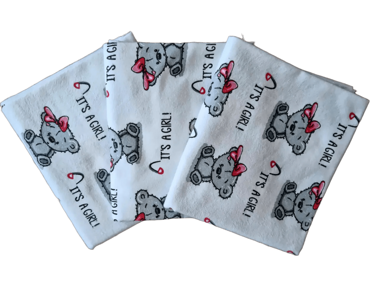 Набір з 3-ох теплих дитячих фланелевих (байових) пелюшок для новонароджених 90 х 80 см BST Білий з рожевим, фото 1