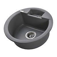 Гранітна мийка Globus Lux GURON сірий металік 480мм-А0003 кругла