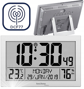 Настінний годинник Technoline WS8016 Silver | Цифровий дисплей | Будильник, Календар, Термометр, Гігрометр