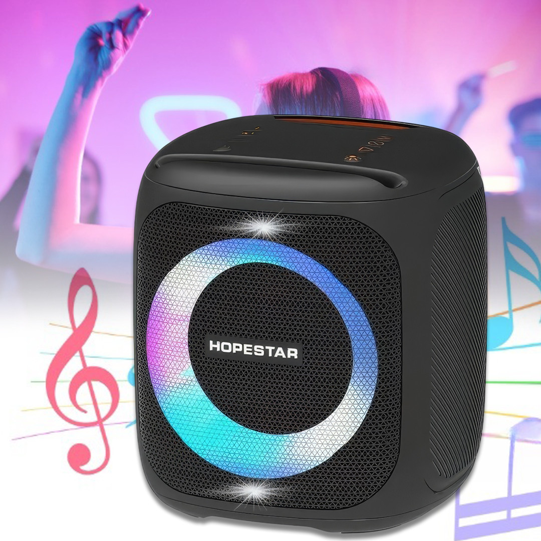 Колонка Bluetooth з RGB підсвічуванням та водозахистом Hopestar Party100 50Вт Чорна
