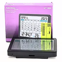 Електронний годинник-календар Technoline WT2600 Black | Радіоконтроль DCF77 | Термометр, Гігрометр, Будильник, фото 5