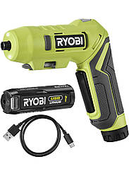 Ryobi Викрутка акумуляторна RSDP4-120G 4В USB Lithium акб 1х2А·год 5Нм поворотна ручка 0.21кг