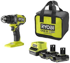 Ryobi Шурупокрут-дриль акумуляторний ONE+ HP RDD18X-220S 18В 2х2А·год ЗП 95Нм 500·2100об·хв 1.7кг сумка