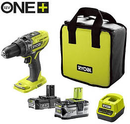 Ryobi Шурупокрут-дриль ударний акумуляторний ONE+ R18PD3-242S 18В 1х2А·год 1х4А·год ЗП 50Нм 500·1800об·хв
