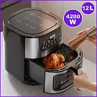 Аерогриль-фритюрниця Безмасляна фритюрниця-аерогриль Rainberg 4200 Вт 12,5 л з сенсорним керуванням