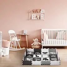 Розвивальний килимок манеж-пазл Nils Fun MD03 140x140см 36 елементів GRAY, фото 5