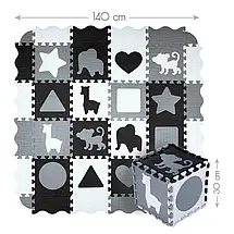 Розвивальний килимок манеж-пазл Nils Fun MD03 140x140см 36 елементів GRAY, фото 6