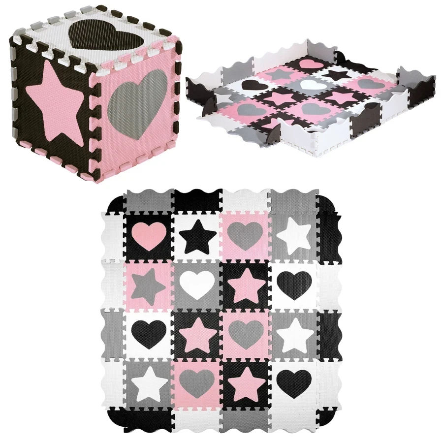 Розвивальний килимок манеж-пазл Nils Fun MD03 140x140см 36 елементів PINK