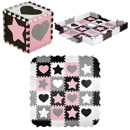 Розвивальний килимок манеж-пазл Nils Fun MD03 140x140см 36 елементів PINK, фото 1