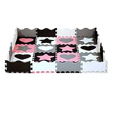Розвивальний килимок манеж-пазл Nils Fun MD03 140x140см 36 елементів PINK, фото 3