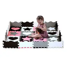 Розвивальний килимок манеж-пазл Nils Fun MD03 140x140см 36 елементів PINK, фото 4