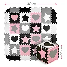 Розвивальний килимок манеж-пазл Nils Fun MD03 140x140см 36 елементів PINK, фото 6