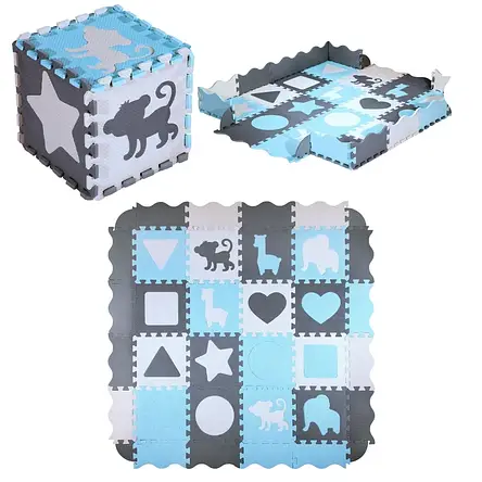 Розвивальний килимок манеж-пазл Nils Fun MD03 140x140см 36 елементів MINT, фото 1