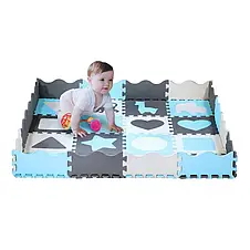 Розвивальний килимок манеж-пазл Nils Fun MD03 140x140см 36 елементів MINT, фото 4