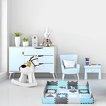 Розвивальний килимок манеж-пазл Nils Fun MD03 140x140см 36 елементів MINT, фото 5