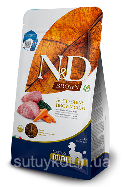 Farmina N&D Grain Free Brown Фарміна беззерновий корм для дрібних порід з темною шерстю з ягням, 2 кг